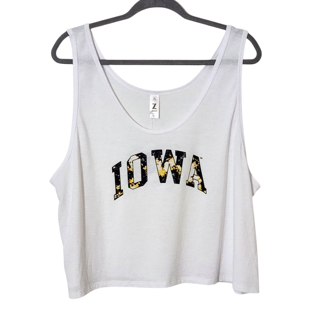Zoozatz Cropped White Iowa Graphic Tank Top NWT Sz XL Iowa Hawkeyes Tank Top
